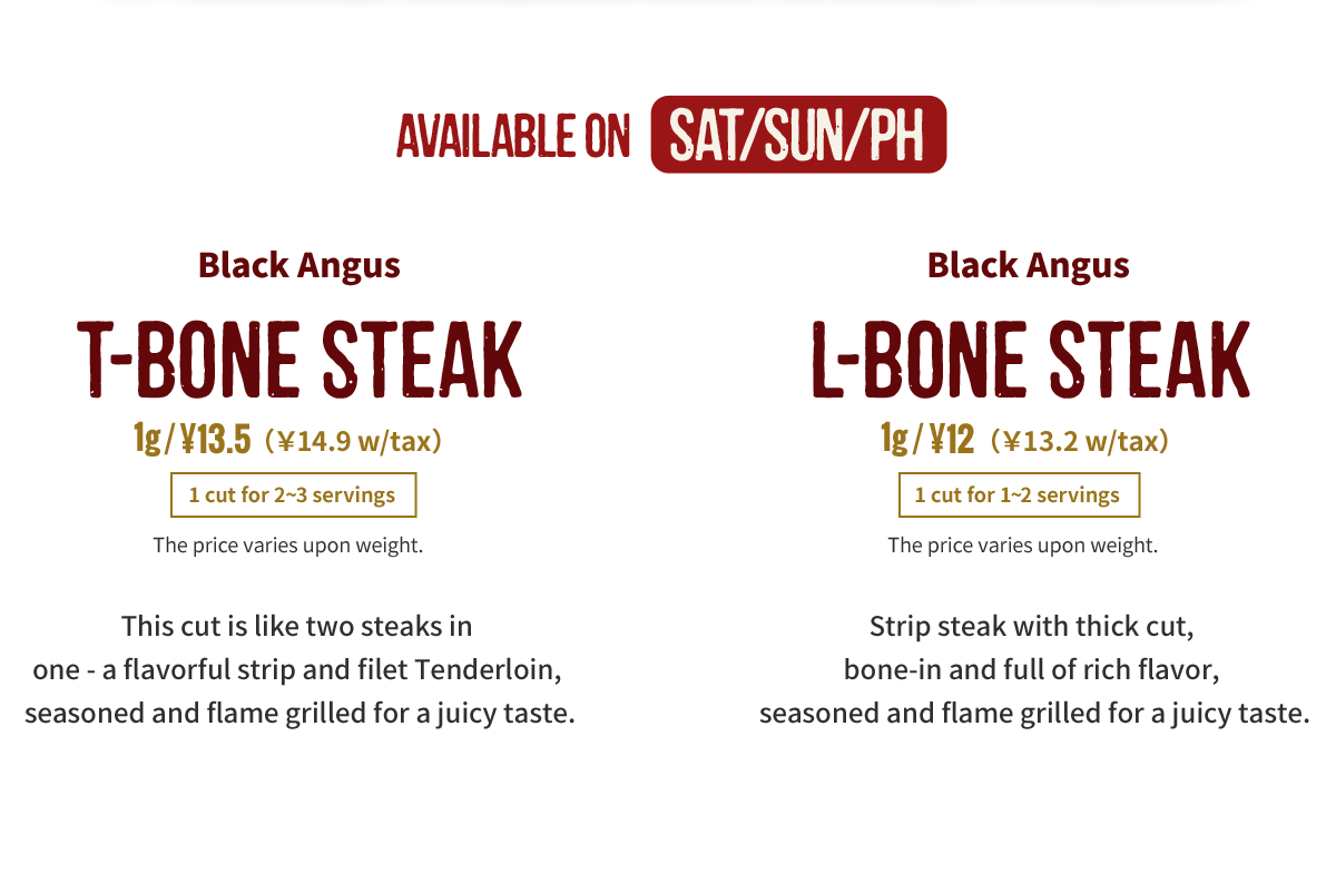 Available on Sat/Sun/PH Black Angus Black Angus